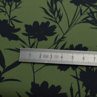 Tissu lycra motif fleurs collection "Klass" - Kaki et noir - Les Filles à Pois - UV50+ Les Filles à Pois - Design ® - Mercerie e