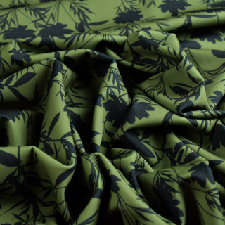 Tissu lycra motif fleurs collection "Klass" - Kaki et noir - Les Filles à Pois - UV50+ Les Filles à Pois - Design ® - Mercerie e