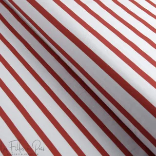 Coupon de tissu jersey motif rayures marinières "Little Sardine" - Blanc et rouge - 90cm Les Filles à Pois - Design : motifs aud