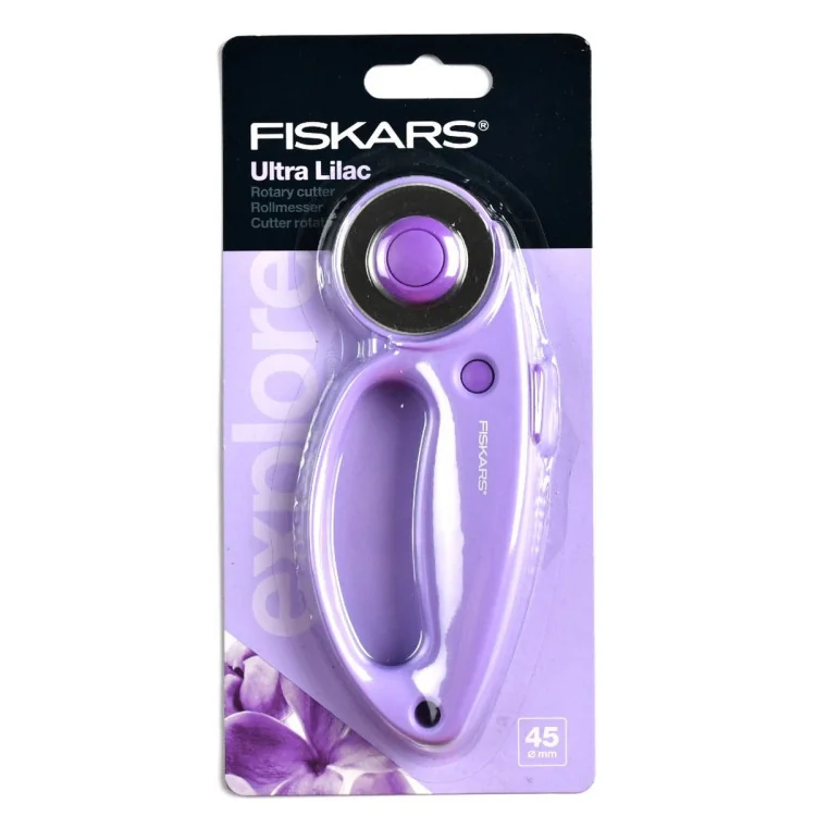 Cutter rotatif Fiskars 45 mm – Ultra Lilac – Ergonomique & ambidextre – Collection Explore Fiskars : ciseaux couture, cutters ro