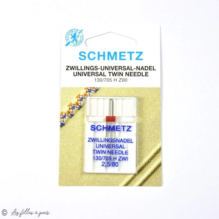 Aiguille universelle double machine à coudre - 2.5/80 - Schmetz Schmetz : aiguilles pour machines à coudre, broder et surjeter -