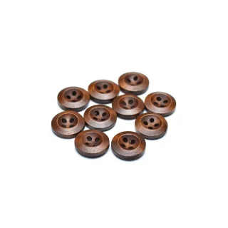 Bouton rond en bois vernis - 18mm - Marron - Lot de 6 Tissus et mercerie créative – Nos sélections sans marque - 1