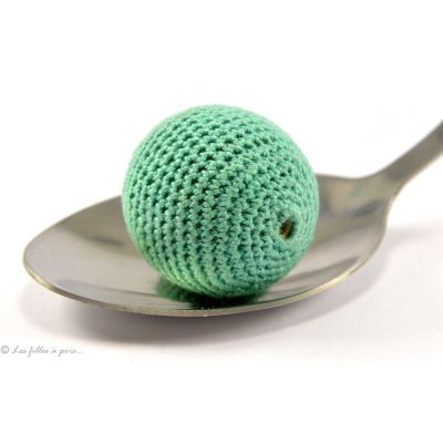 Perle crochetée faite main vert d'eau  - 1