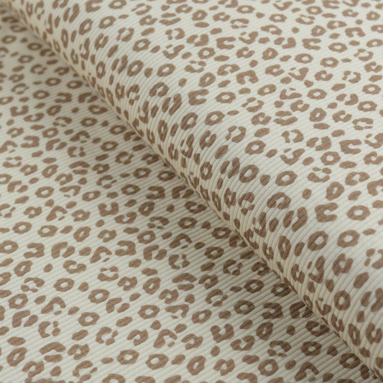 Tissu Jersey côtelé "Rib-Knit" imprimé léopard camel – Extensible, doux et stylé Autres marques - Tissus et mercerie - 1 Tissu Jersey côtelé "Rib-Knit" imprimé léopard camel – Extensible, doux et stylé Autres marques - Tissus et mercerie - 1