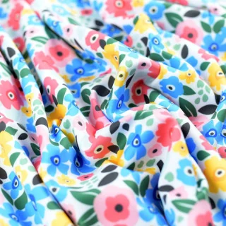 Tissu lycra maillot de bain fleurs "Funky Bloom" multicolore - UFP50+ - Collection Original - Les Filles à Pois Design Les Fille