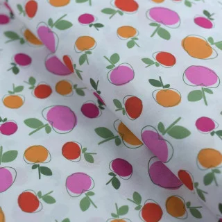 Tejido popelín voile motivo manzana - Blanco y multicolor Tissus et mercerie créative – Nos sélections sans marque - 1