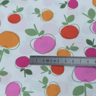 Tissu voile popeline de coton – Fruits colorés sur fond blanc – Doux et fluide Tissus et mercerie créative – Nos sélections sans