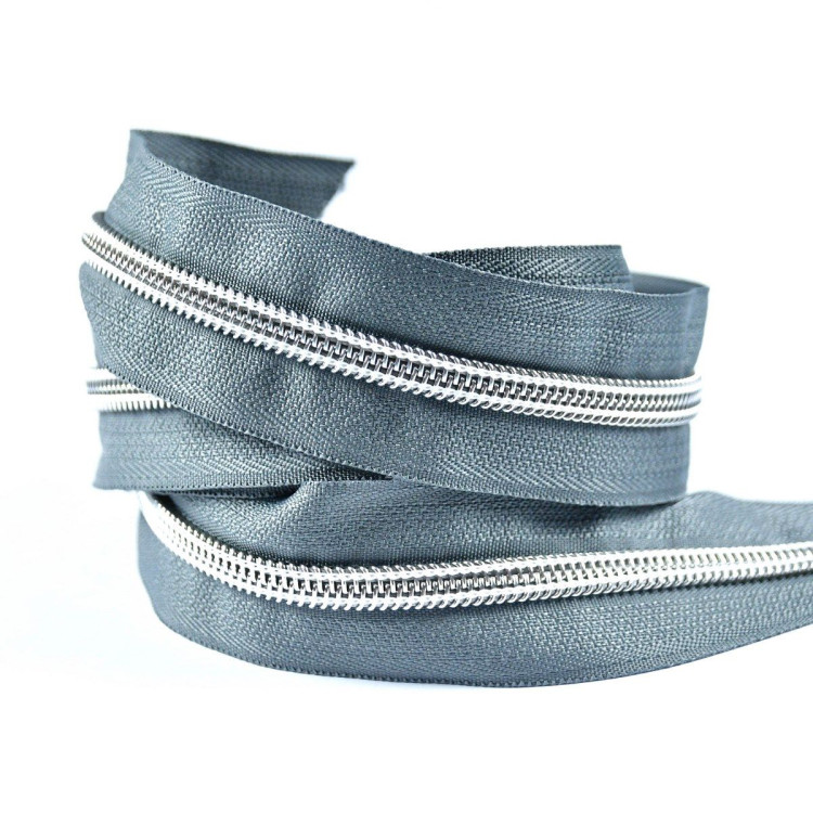 Fecho de correr a metro + corrediças a condizer - Espiral prateada - Nylon Autres marques - Tissus et mercerie - 22 Fecho de correr a metro + corrediças a condizer - Espiral prateada - Nylon Autres marques - Tissus et mercerie - 22