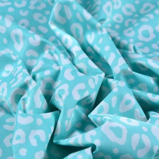 Tissu imperméable déperlant léopard "Lagoon Rush" vert et écru - Collection Contrastes - Les Filles à Pois Design Les Filles à P