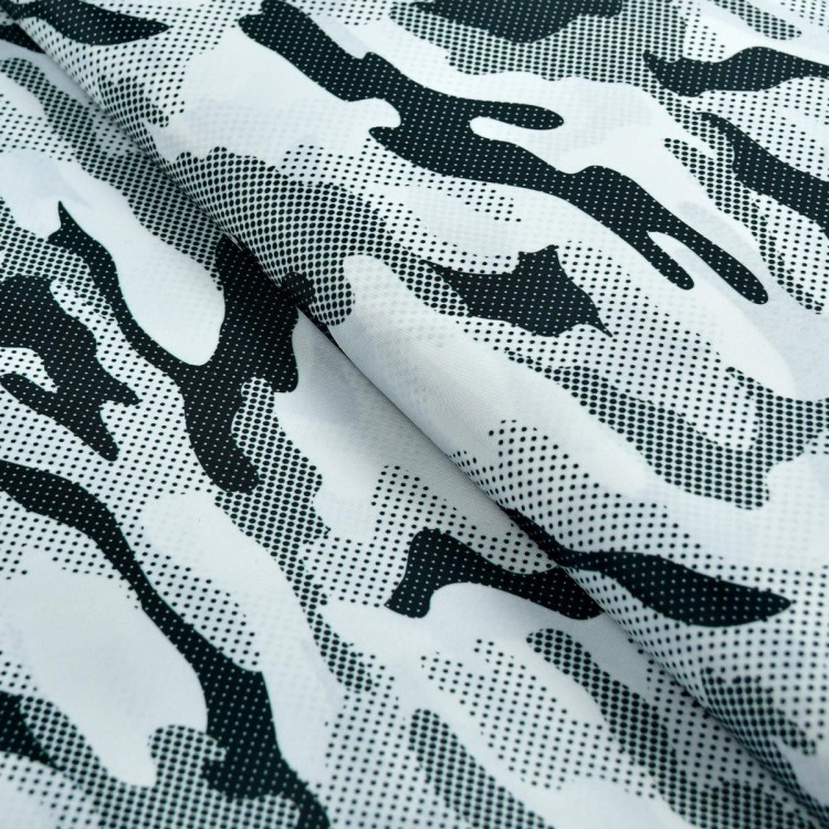 Tissu imperméable - déperlant type Kway - Camouflage - "Grumman" - Blanc et gris - Les Filles à Pois Les Filles à Pois - Design Tissu imperméable - déperlant type Kway - Camouflage - "Grumman" - Blanc et gris - Les Filles à Pois Les Filles à Pois - Design