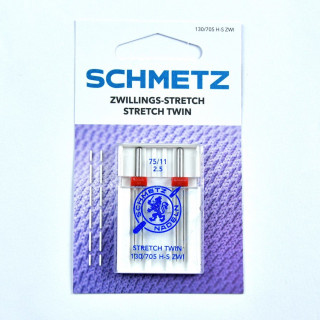 Aiguilles stretch double machine à coudre - 2.5mm/75 - 2 pièces - Schmetz SCHMETZ ® - Aiguilles machine à coudre - 1