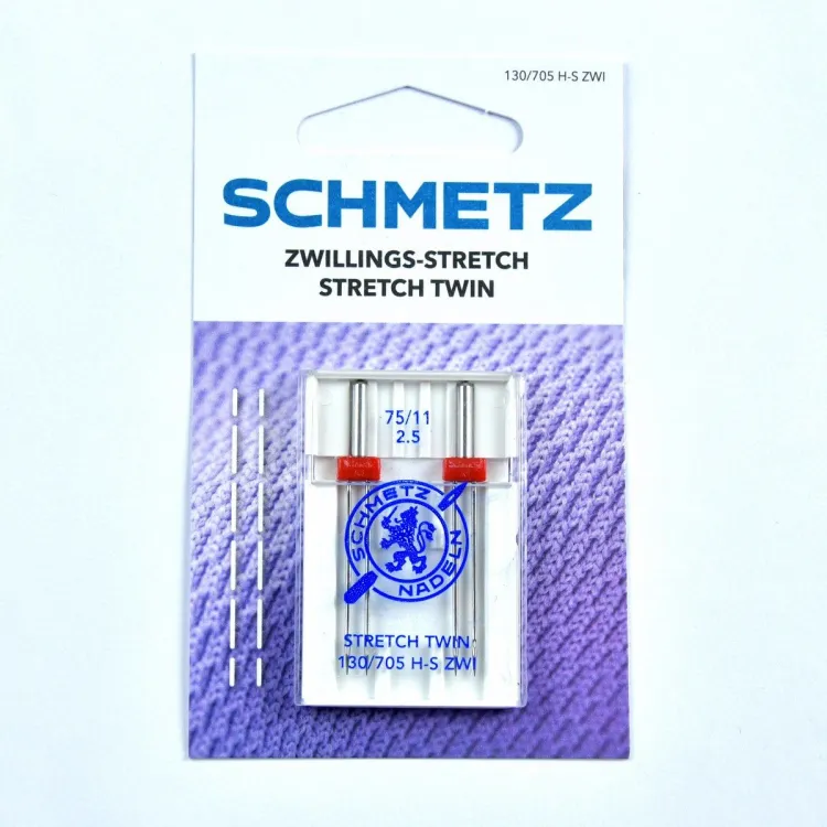 Aiguilles stretch double machine à coudre - 2.5mm/75 - 2 pièces - Schmetz Schmetz : aiguilles pour machines à coudre, broder et Aiguilles stretch double machine à coudre - 2.5mm/75 - 2 pièces - Schmetz Schmetz : aiguilles pour machines à coudre, broder et