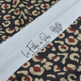 Tissu jersey côtelé léopard "Varka" bleu marine, naturel et terracotta – Collection Klass - Les Filles à Pois Design Les Filles 