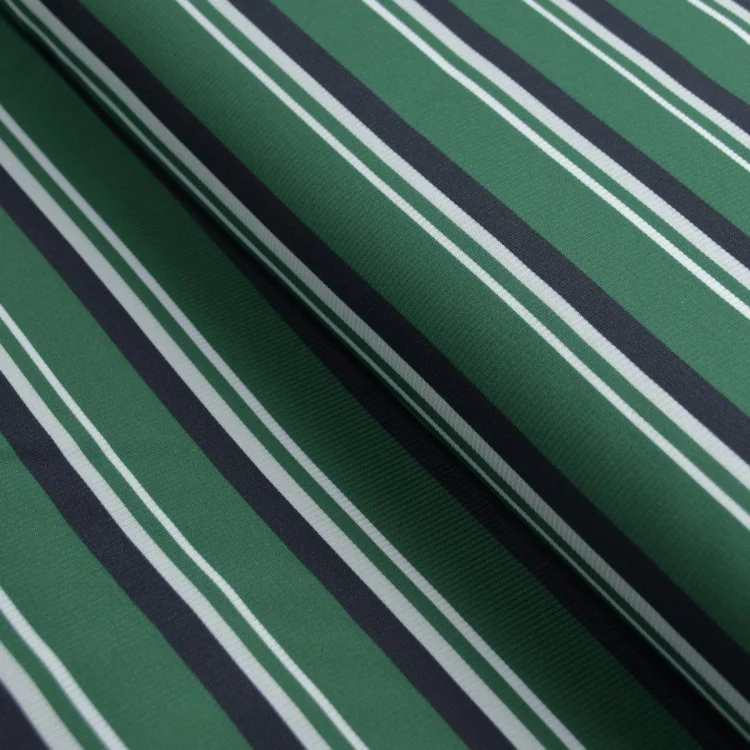 Tissu jersey côtelé rayures "Ritmika" vert, bleu et blanc – Collection Klass - Les Filles à Pois Design Les Filles à Pois - Desi