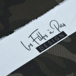 Tissu jersey côtelé "Signal Radar - Green" kaki – Collection Grumman - Les Filles à Pois Design Les Filles à Pois - Design : mot