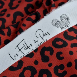 Tissu jersey côtelé "Tigriska" rouge et noir – Collection Contrastes - Les Filles à Pois Design Les Filles à Pois - Design : mot