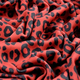 Tissu jersey côtelé "Tigriska" rouge et noir – Collection Contrastes - Les Filles à Pois Design Les Filles à Pois - Design : mot