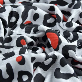 Tissu jersey côtelé "Urbaniska" blanc, rouge et noir – Collection Contrastes - Les Filles à Pois Design Les Filles à Pois - Desi