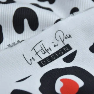 Tissu jersey côtelé "Urbaniska" blanc, rouge et noir – Collection Contrastes - Les Filles à Pois Design Les Filles à Pois - Desi