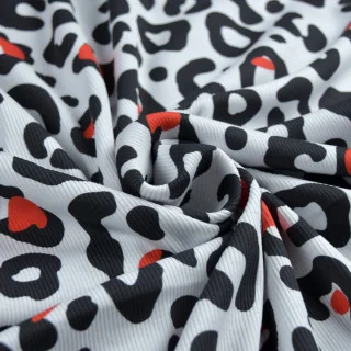 Tissu jersey côtelé "Urbaniska" blanc, rouge et noir – Collection Contrastes - Les Filles à Pois Design Les Filles à Pois - Desi