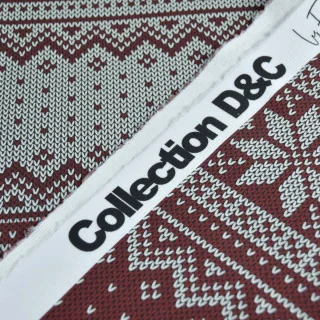 Tissu jersey côtelé "Nordik Amore - rouge" grenat et écru – Collection D&C - Les Filles à Pois Design Les Filles à Pois - Desig