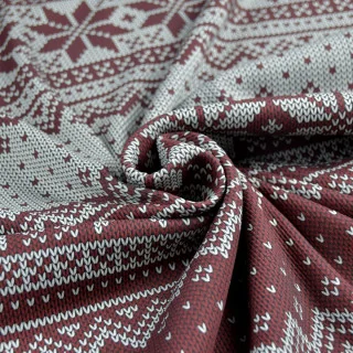Tissu jersey côtelé "Nordik Amore - rouge" grenat et écru – Collection D&C - Les Filles à Pois Design Les Filles à Pois - Desig
