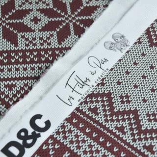 Tissu jersey côtelé "Nordik Amore - rouge" grenat et écru – Collection D&C - Les Filles à Pois Design Les Filles à Pois - Desig