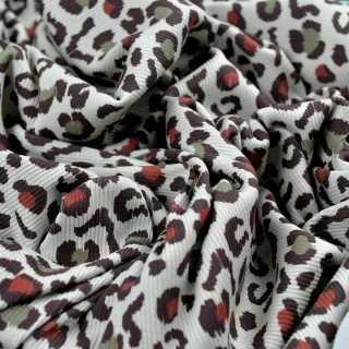 Tissu jersey côtelé "Baghera" naturel, kaki et terracotta– Collection Klass - Les Filles à Pois Design Les Filles à Pois - Desig