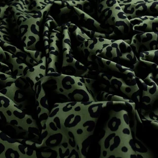 Tissu french terry léopard "Selv" vert olive et noir - Collection Contrastes - Les Filles à Pois Design Les Filles à Pois - Desi