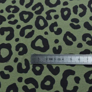 Tissu french terry léopard "Selv" vert olive et noir - Collection Contrastes - Les Filles à Pois Design Les Filles à Pois - Desi