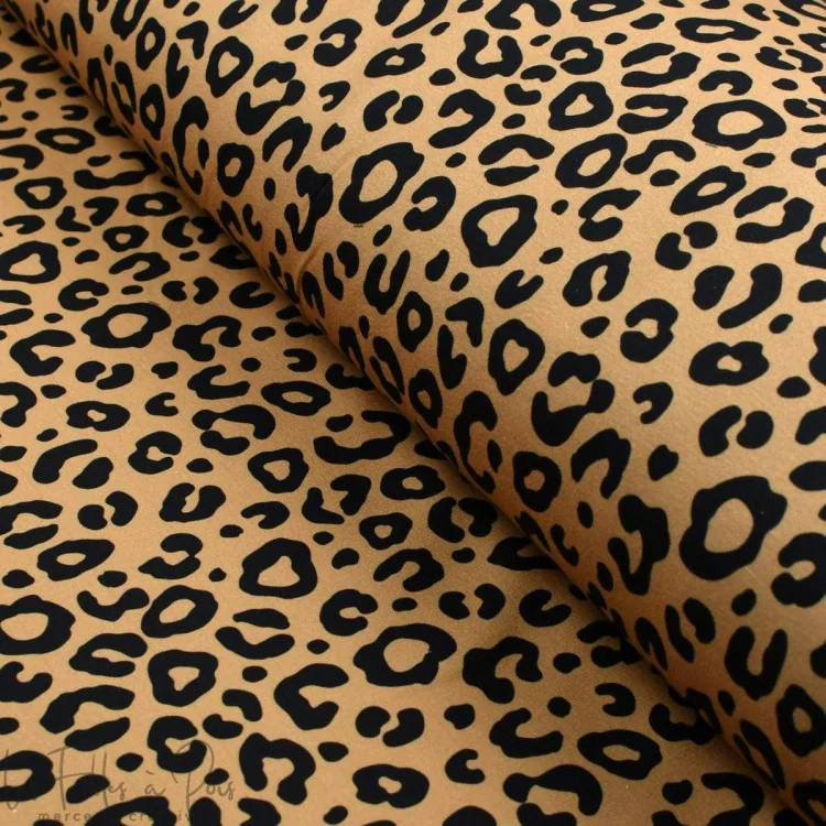 Tissu french terry léopard "Senko" caramel et noir - Collection Contrastes - Les Filles à Pois Design Les Filles à Pois - Design