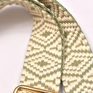Sangle bandoulière réglable ethnique – Fond écru – 38 mm x 140 cm – Accessoires dorés Tissus et mercerie créative – Nos sélectio