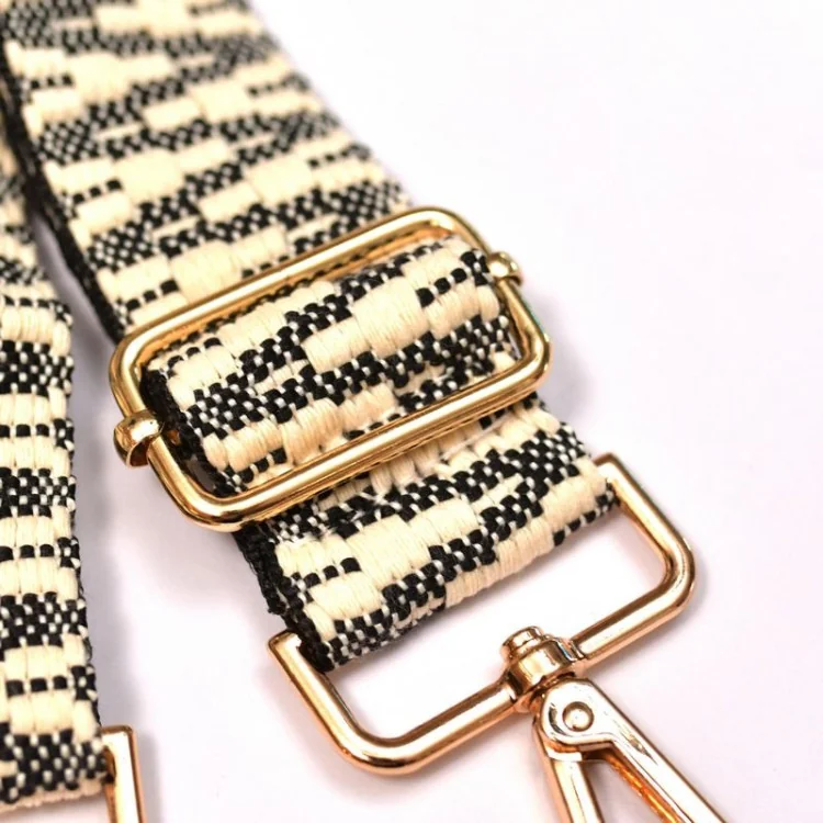 Sangle bandoulière réglable ethnique – Noir & écru – 38 mm x 140 cm Tissus et mercerie créative – Nos sélections sans marque - 1