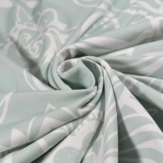 Tissu french terry "Vert de Noura" paisley vert amande - Collection L'Oranaise - Les Filles à Pois Design Les Filles à Pois - De