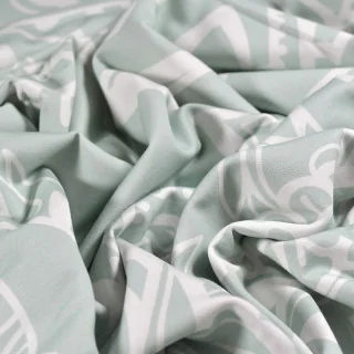 Tissu french terry "Vert de Noura" paisley vert amande - Collection L'Oranaise - Les Filles à Pois Design Les Filles à Pois - De