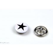 Boutons-pression à sertir motif étoile - 11mm - Blanc et noir - Lot de 6