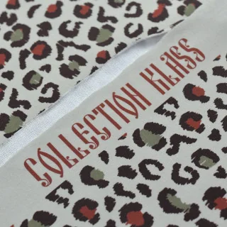 Tissu french terry léopard "Baghera" naturel, kaki et terracotta - Collection Klass - Les Filles à Pois Design Les Filles à Pois