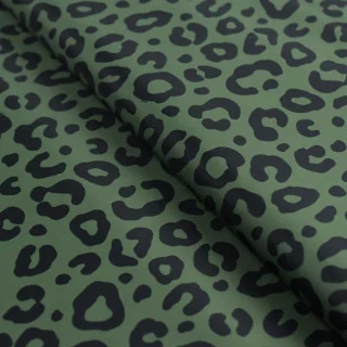 Tissu imperméable déperlant léopard "Selv" olive - Spécial coupe-vent - Collection Contrastes - Les Filles à Pois Design Les Fil