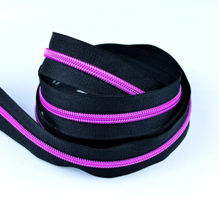 Fermeture éclair au mètre noire – Maille rose métallisée – Avec 3 curseurs assortis Tissus et mercerie créative – Nos sélections