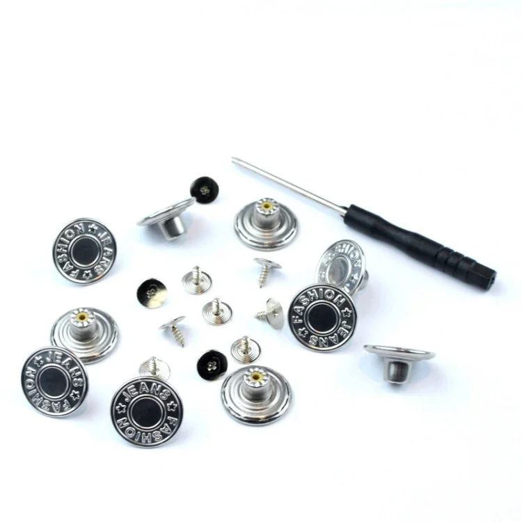 Boutons jeans métal à visser motif "Fashion jeans" – Argenté – 17 mm – Lot de 10 Tissus et mercerie créative – Nos sélections sa
