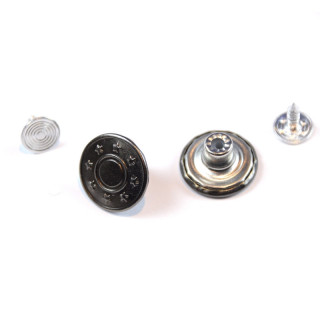 Bouton jeans métal motif étoile - Gun - 17mm - Set de 2 Vente en ligne