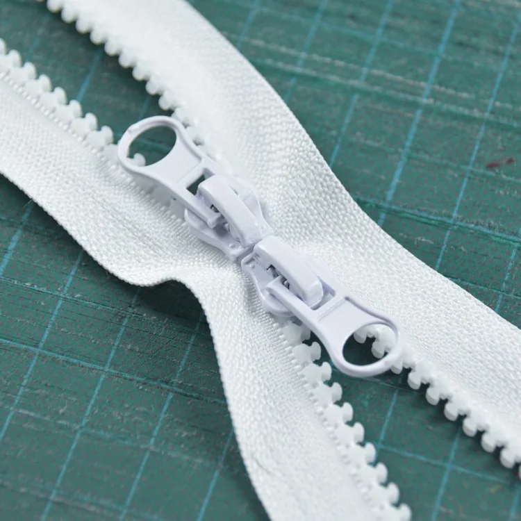 Fermeture éclair moulée – Séparable – Double curseur – 100 cm et 120 cm – Noir ou blanc - 2