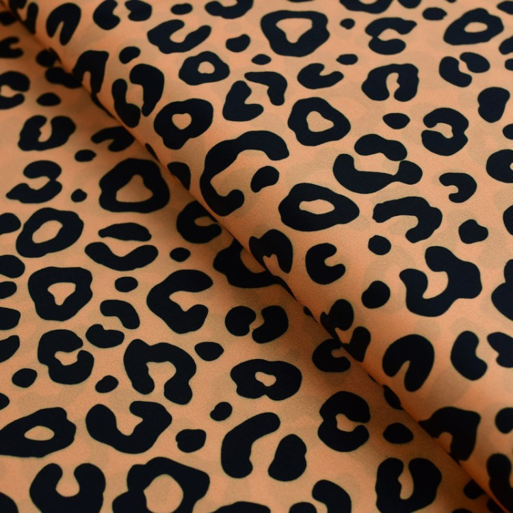 Tejido impermeable - Hidrófugo Kway - Leopardo - "Contraste" - Caramelo y negro - Les Filles à Pois Les Filles à Pois - Design ® Tejido impermeable - Hidrófugo Kway - Leopardo - "Contraste" - Caramelo y negro - Les Filles à Pois Les Filles à Pois - Design ®