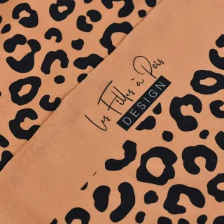 Tissu french terry léopard "Senko" caramel et noir - Collection Contrastes - Les Filles à Pois Design Les Filles à Pois - Design