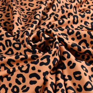 Tissu french terry léopard "Senko" caramel et noir - Collection Contrastes - Les Filles à Pois Design Les Filles à Pois - Design