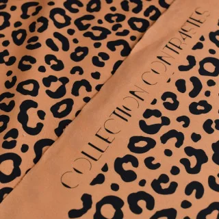 Tissu french terry léopard "Senko" caramel et noir - Collection Contrastes - Les Filles à Pois Design Les Filles à Pois - Design