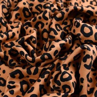 Tissu french terry léopard "Senko" caramel et noir - Collection Contrastes - Les Filles à Pois Design Les Filles à Pois - Design