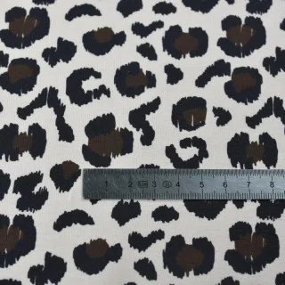 Tissu jersey côtelé motif léopard "Ivorya" Nude et marron - Collection Klass - Les Filles à Pois Design Les Filles à Pois - Desi
