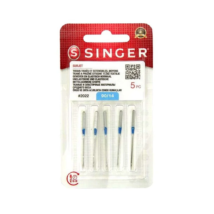 Aiguilles Singer Overlock 2022 – Surjeteuse – Taille 80, 90 ou assortiment – Blister de 5 Singer : machines à coudre, broder et 
