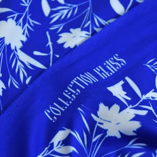 Lycra maillot de bain bleu roi à fleurs ivoire UPF50+ "Riviera" collection Klass – Les Filles à Pois Design Les Filles à Pois - 